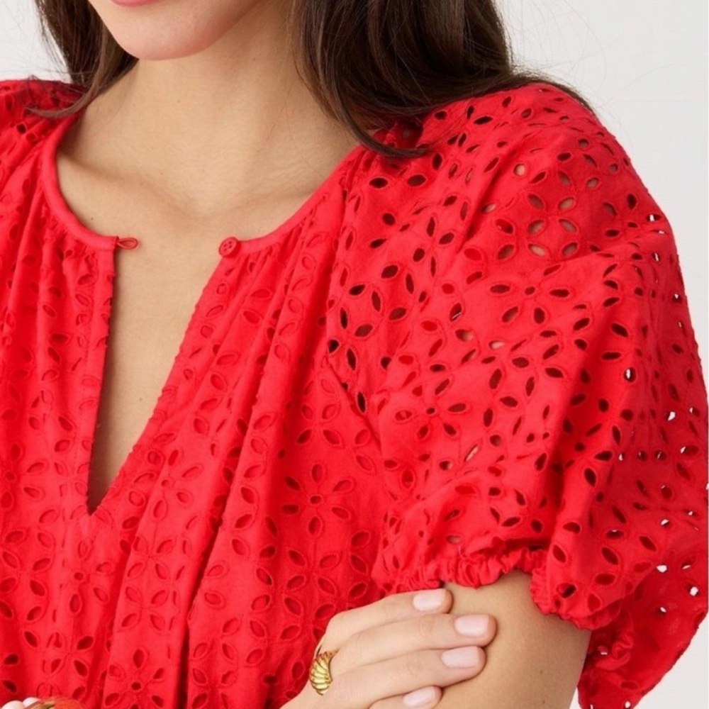 J. Crew Smocked waist midi dress in eyelet - Picture 3 of 9